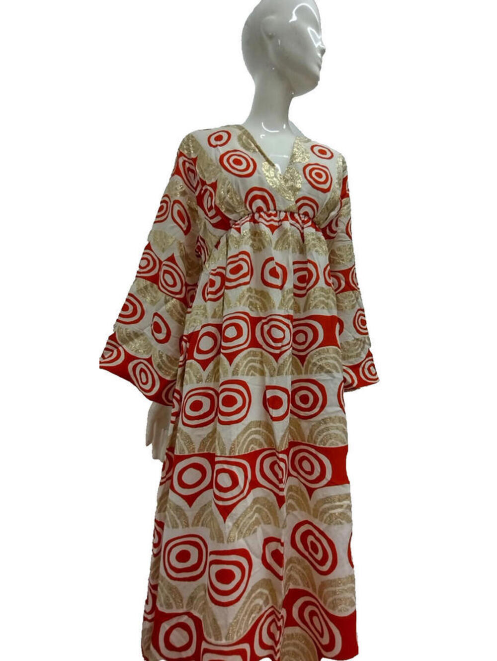 Vintage Couture Tori Richard Maxi Geometric Pop Art Obi Gown Kimono Empire M/L